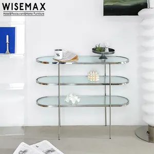 Мебель WISEMAX, современная мебель для гостиной, длинная прозрачная фиолетовая стеклянная настольная металлическая полка с 3 уровнями