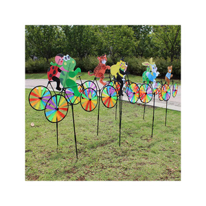 Trẻ em mùa hè 3D phim hoạt hình đầy màu sắc gió Spinner ngoài trời Vườn cỏ trang trí Nhựa đi xe đạp cối xay gió đồ chơi - Product Image 1