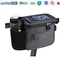 Tas Sepeda Kapasitas Besar Custom, Tas Stang Sepeda Portabel dengan Tali Velcro, Kantong Penyimpanan Depan Sepeda Transparan dengan Tali Bahu