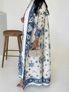 <span class=keywords><strong>Abaya</strong></span> ouverte Miyake 2025 <span class=keywords><strong>Grande</strong></span> <span class=keywords><strong>Taille</strong></span> Modeste Vintage Florale Antistatique Infroissable Longueur Cheville Style Manteau Plissé Longue Robe Musulmane - Product Image 2