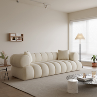 Cremeweißes Kaschmir-Wohnzimmersofa im Wind-Stil, Kleinfamilien-Lammfellsamtsofa, Modulsofa in Quadratischer Ausführung, Kombinierbar