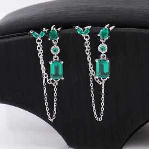 High Quality Emeralds Moissanite <b>Long</b> <b>Earrings</b> Distinctive <b>Earring</b> Charms Party Jewelry Drop <b>Earrings</b> - Product Image 3