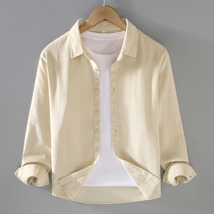 <span class=keywords><strong>Camicia</strong></span> da uomo in velluto a coste tinta unita <span class=keywords><strong>senza</strong></span> tasca con collo rovesciato su misura Polo a maniche lunghe - Product Image 4