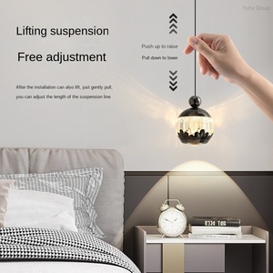 Lámpara Colgante de Cristal Dorado, Estilo Nórdico Moderno Minimalista, Diseño Largo para Dormitorio, Mesita de Noche, Estudio, Restaurante, LED Regulable - Product Image 2