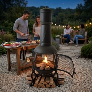 En Oferta: <span class=keywords><strong>Chimenea</strong></span> Alta para <span class=keywords><strong>Leña</strong></span> <span class=keywords><strong>de</strong></span> Acero al Carbono Negro para Exteriores, Ideal para Acción <span class=keywords><strong>de</strong></span> Gracias - Product Image 4