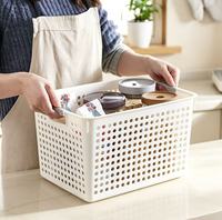 Panier de rangement en plastique ajouré multicolore, empilable et ventilé, pour placard, cuisine, salle de bain et articles ménagers divers