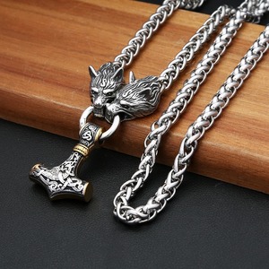 Collar con Colgante de Martillo de Thor Vikingo yunnique para Hombre, Diseño de Cabeza de Lobo en Acero Inoxidable, Joyería de Moda, Regalo - Product Image 2
