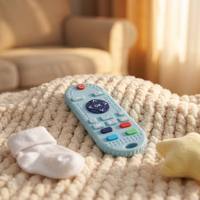 Meitai Anneau de dentition léger télécommandé en forme de jouet pour bébés de 0 à 24 mois, en silicone souple, jouet de soulagement oral pour nourrissons, non toxique et lisse