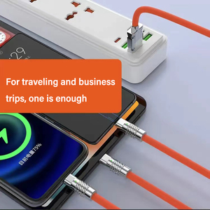 สายชาร์จ USB แบบ 3 in 1 ผลิตจากซิงค์อัลลอยด์และซิลิโคนเหลว พร้อมไฟ LED รองรับการชาร์จเร็ว ใช้งานได้กับ iPhone และ Android - Product Image 4