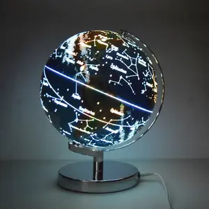 厂家直销led灯世界地球地图聚氯乙烯悬浮地球仪，带锌合金支架和基座碲
