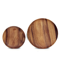 Ensembles de vaisselle incassables naturels taille personnalisée assiettes rondes en bois plat de nourriture en bois pour Restaurant