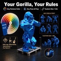 Estatua de Gorila Gigante Personalizada de Tamaño Real, Escultura de Animal de FRP para Exteriores, Decoración para Parques Temáticos, Zoológicos y Entradas de Centros Comerciales