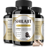 Capsules de Shilajit en marque privée OEM/ODM, meilleur booster pour la santé masculine, complément pour adultes avec extrait pur de Shilajit 10:1