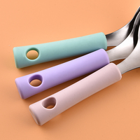 Offre Spéciale haute qualité vaisselle coréenne métal 304 riz cuillère de service tête ronde plat riz cuillère coréen riz cuillère