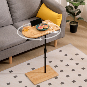 OVS Bambu <span class=keywords><strong>C</strong></span> Şekilli Kanepe Sehpası Yüksekliği Ayarlanabilir Tablet Yuvalı Şarap Tutucu ile Yatak Odası Oturma Odası için Kanepe Yan Sehpası - Product Image 2