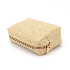 Eco Custom Linen Natural Cosmetic Packaging LOGO borsa <span class=keywords><strong>da</strong></span> <span class=keywords><strong>viaggio</strong></span> <span class=keywords><strong>per</strong></span> il trucco Kit cosmetico vuoto borsa <span class=keywords><strong>per</strong></span> pennelli borsa <span class=keywords><strong>per</strong></span> wc promozionale - Product Image 3