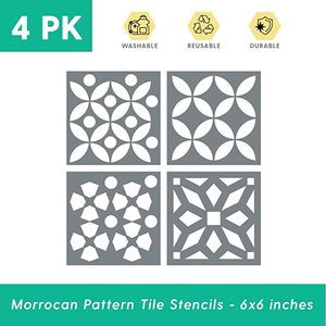 Ensemble de pochoirs marocains - Lot de quatre motifs 6x6 pour peindre les murs, les sols, les tissus ou les pochoirs en bois - Product Image 4