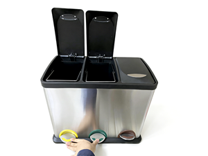 Cubo de basura clasificado de acero inoxidable de 2 y 3 compartimentos, Cubo de reciclaje de gran capacidad para pedal interior, cubo de basura abierto - Product Image 5