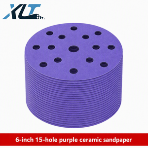 Disco Abrasivo in Ceramica Viola da 6 Pollici con 15 Fori, Retro in Velcro, Carta Abrasiva Senza Colla P60-P800 per Riparazione Carrozzeria <span class=keywords><strong>Auto</strong></span>, Campione Gratuito - Product Image 1
