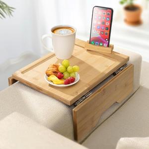 Plateau de table fonctionnel en bambou de qualité supérieure avec support de téléphone et de <span class=keywords><strong>tablette</strong></span> pour les petits espaces et la vie moderne - Product Image 1