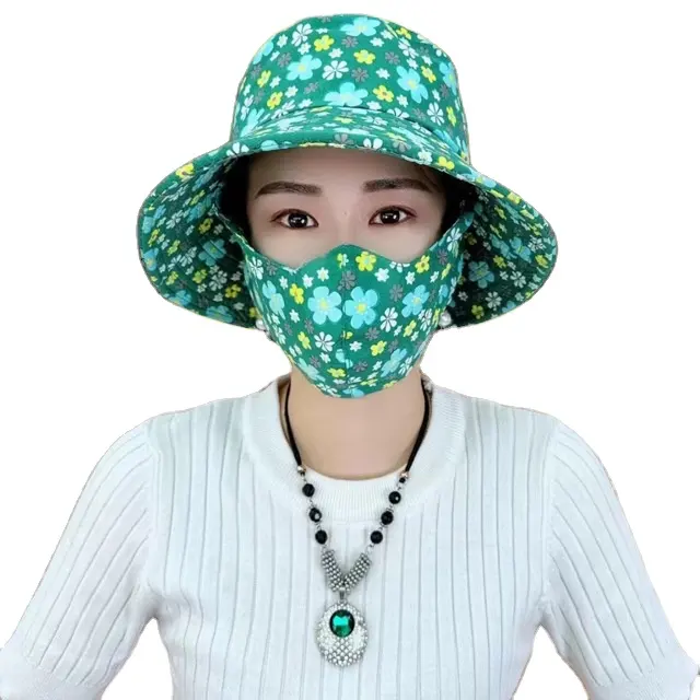 2024 new sunscreen sunshade hat outdoor tea picking hat agricultural work hat sunscreen For outdoor working With mask