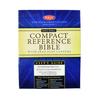 Bible de référence compacte en cuir NKJV, en papier, avec fermeture à pression, présentée dans une boîte, impression de livre