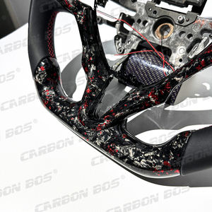 พวงมาลัยคาร์บอนไฟเบอร์แท้สีแดง พร้อมหนังเรียบ สำหรับรถยนต์ฮอนด้า ซีวิค รุ่นที่ 8 9 10 ปี 2001 2005 2008 2012 <span class=keywords><strong>2022</strong></span> พร้อมไฟ LED - Product Image 3