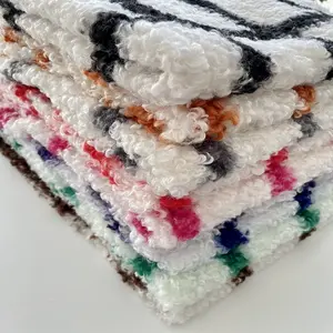 Tela de lana de oveja sintética supersuave, multicolor, 100% poliéster, con forro polar, rizado