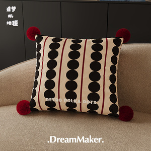 DreamMaker Retro Polka Dot Striped Throw Pillow Dutch Velvet Square <b>Cushion</b> Home Decor Pillowcase With <b>Insert</b> - Product Image 2