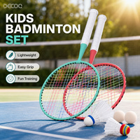 Ensemble de raquettes de badminton pour enfants, cadre en acier, poignée en PU, 2 raquettes, 3 volants, sac de transport, pour débutants, sport de plein air, cadeau pour enfants de 4 à 12 ans