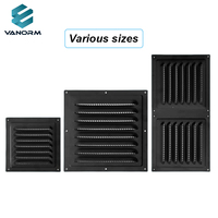 Grille d'aération carrée en acier inoxydable noir, étanche, pour sortie d'air, fenêtre, hotte d'extraction, ventilation de bureau et climatisation
