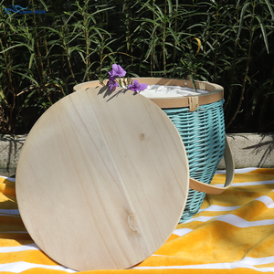 Cesta de <span class=keywords><strong>mimbre</strong></span> aislada OEM de color de tamaño personalizado cesta de picnic redonda tejida con tapa de madera plegable, <span class=keywords><strong>playa</strong></span> de ratán - Product Image 3