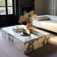Table basse en marbre Calacatta Viola de luxe, sur mesure, en pierre naturelle