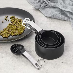 8 Piece Measuring Cups and Spoons <b>Sets</b> Stainless Steel Handle Color Plastic Measuring Cups Measuring Spoons - Product Image 3