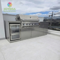 JOYEDA Cuisine de jardin extérieure, équipement de barbecue compact et portable, avec portes à gaz, cadre d'îlot résistant aux intempéries et évier personnalisé
