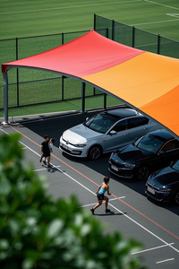 Couverture de <span class=keywords><strong>parking</strong></span> moderne de style industriel, abri d'ombrage, structure de membrane en tissu PTFE pour hôtels, villas, garages, utilisation en extérieur - Product Image 6