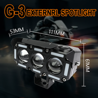 Phare auxiliaire LED JHS à 3 lentilles pour moto, feux de brouillard bicolores DRL, lampe de travail pour ATV, UTV, camion, véhicule tout-terrain, usine