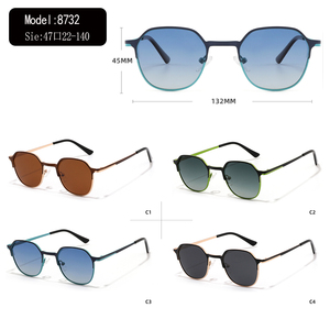 Geometric Polarized <b>Sunglasses</b> Stainless Frame Blue Gradient Lenses UV400 Fashion Shades for Driving Outdoor - Product Image 4