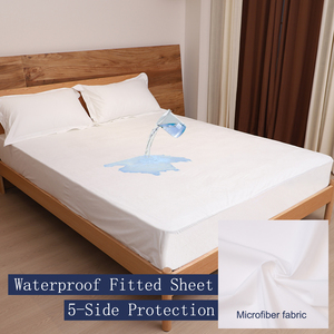 Protège-matelas imperméable HFW à tailles personnalisables, drap-housse 5 côtés pour hôtels et usage domestique - Product Image 1