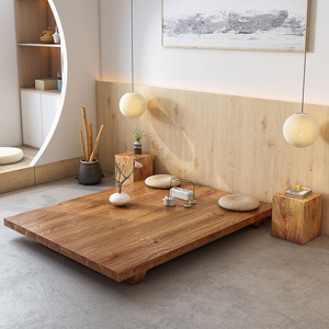 Tatami japonés Homestay <span class=keywords><strong>Hotel</strong></span> Log floor 1,5 m 1,8 cama baja doble de madera maciza - Product Image 2