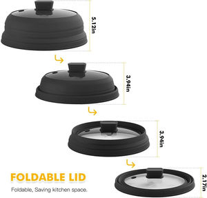 כיסוי צלחת מתקפל מכסה מכסה סיליקון זכוכית מעוטר כיסוי מגן מזון בטוח מזון מכסה סיר מכסה - Product Image 2
