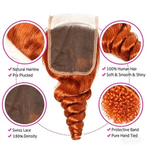 Extensioni di Capelli Umani Vergini Lisci Colore Arancione Zenzero Super Double Drawn 350 #   Coppa di <span class=keywords><strong>rame</strong></span> per macchina coloratrice, fasci a doppia trama, pizzo - Product Image 4