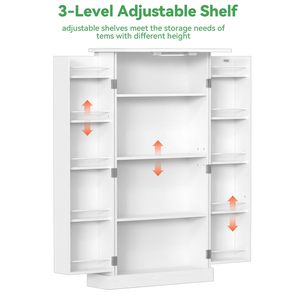 Alacena de Cocina LED de 50", Gabinete de Almacenamiento para <span class=keywords><strong>Despensa</strong></span> con Puertas, Estantes Ajustables, Aparador Buffet Independiente - Product Image 4