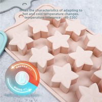 Molde de Silicona con Forma de Estrella de Cinco Puntas (15 Estrellas) para Chocolate, Gelatina, Pastel, Helado, Repostería DIY, Apto para Horno