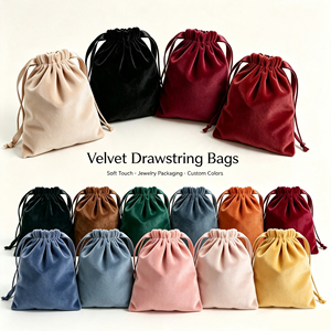 Custom Velvet <b>Pouch</b> Drawstring Closure Multi Color Soft Flocked Gift Bags for Jewelry Cosmetics Eyewear Wine Bottle Promotion - Product Image 5