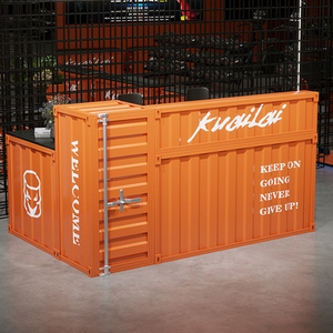 Comptoir de réception de style industriel Longstar, comptoir d'accueil orange tendance, comptoir de réception haute performance pour bar et salle de sport - Product Image 1
