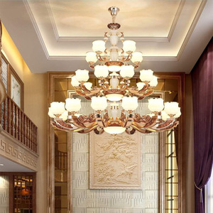 European Crystal Chandelier Multi Head Led <b>Light</b> For Villa Living Room Staircase Hotel Lobby Double Height <b>Ceiling</b> Lamp - Product Image 1