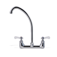 Robinet de cuisine moderne monté sur le pont, à double levier rotatif, robinet d'évier flexible pour lavabo de salle de bain