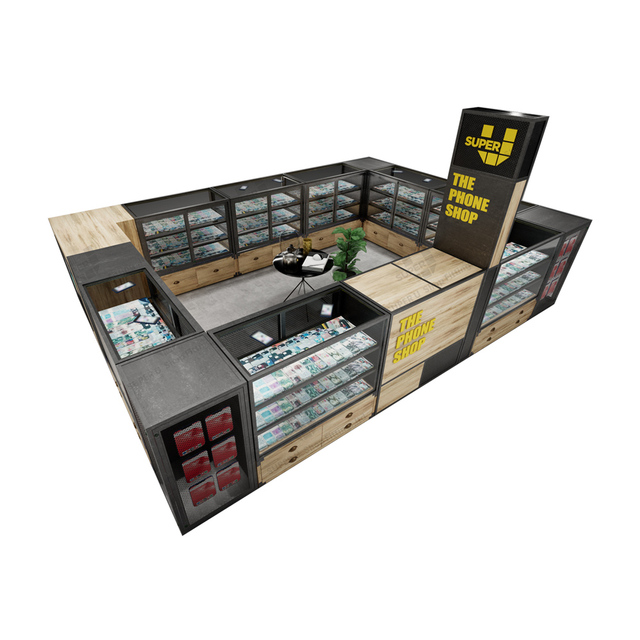 Retail Glass Mall Kiosk Cell Phone Kiosk Shopping Mall Kiosk Mobile Phone Accessory Display Showcase Phone Case Display Stand