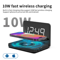 Neues Design Elektrischer Multifunktionaler 2-in-1 LED Digitaler Wecker Kabelloses Ladegerät mit 10W 5V/2A PD Typ-C für Telefon Spiegel
